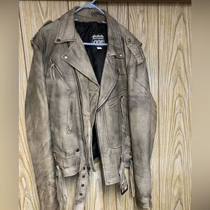Men's Distressed Leather Field Jacket